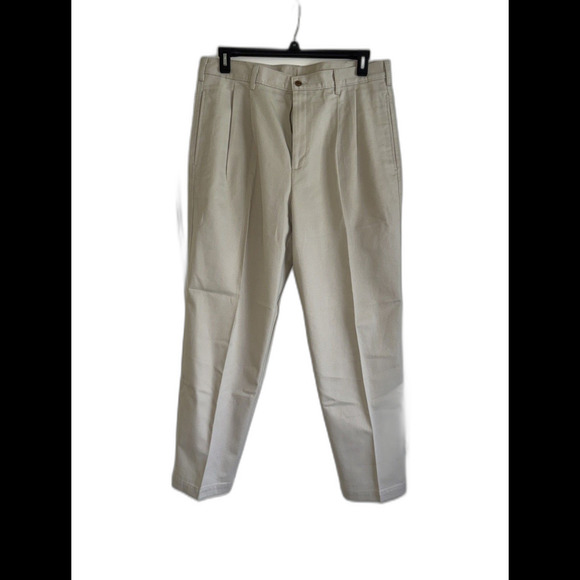 Farah Pants Men’s 36x30 Beige Khaki 100% Cotton Flat Front Casual - Picture 1 of 5